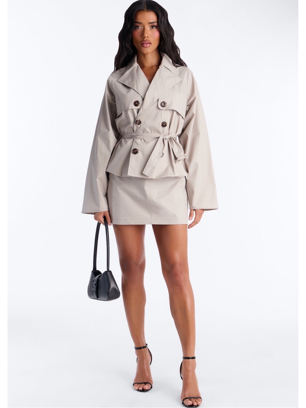 Fall For Me Cropped Trench Jacket (gray)